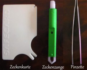 Zeckenkarte, Zeckenzange, Zeckenpinzette